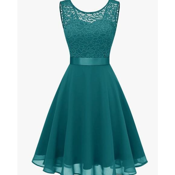 Women's 2XL Bell Sleeve Cocktail Modest Dress GREEN - Picture 1 of 6